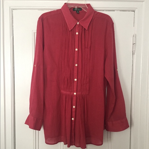 Lauren Ralph Lauren Pintuck Button Front Tunic - Picture 1 of 3